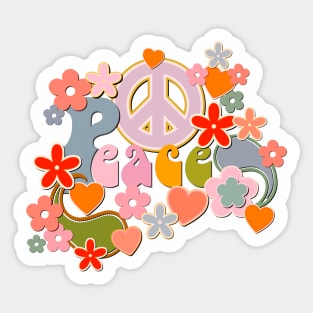 Retro Vintage Peace and Love Bohemian Design Sticker